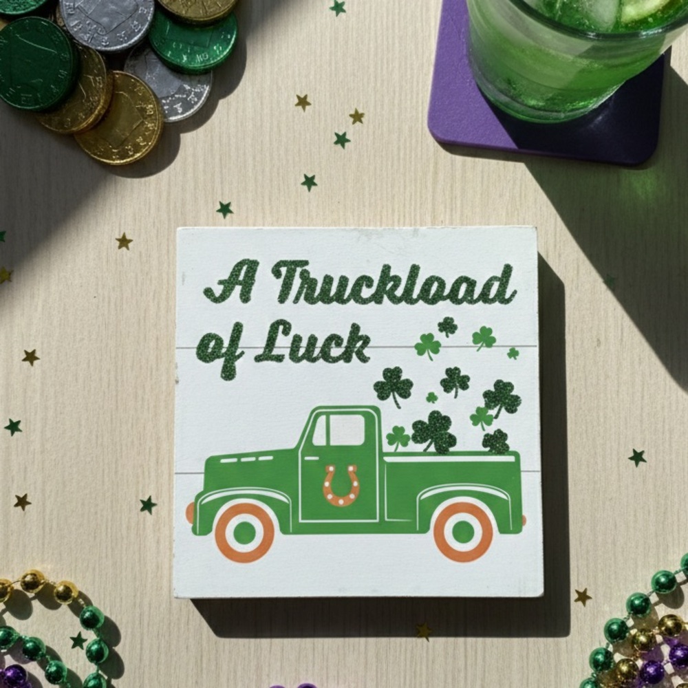 NWT St. Patrick’s Day 'Truckload of Luck' Wall Decor - Green, White, & Gold